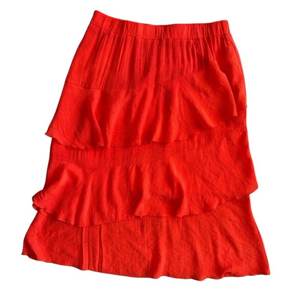 Nanette Lepore Pull on Skirt Women's  Size Large Layered Ruffle Tiers Red Flowy - Picture 6 of 11